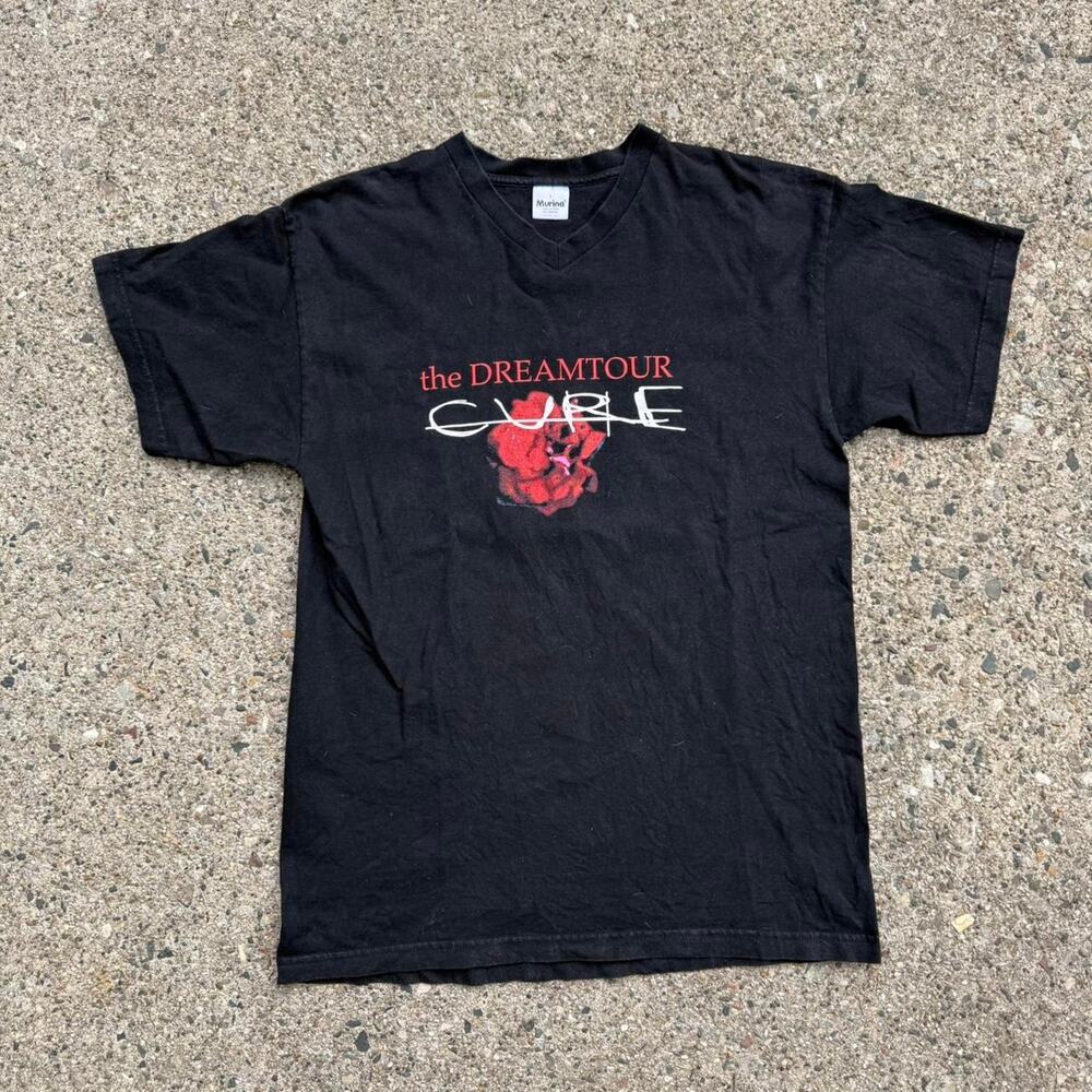 Vintage 2000 The Cure Dream Tour Concert V Neck Rock Band Rose Faded T-Shirt